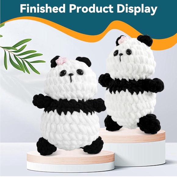 Large Size Chenille Panda 🐼Crochet 🧶 Kit for Beginners - Picture 6 of 10